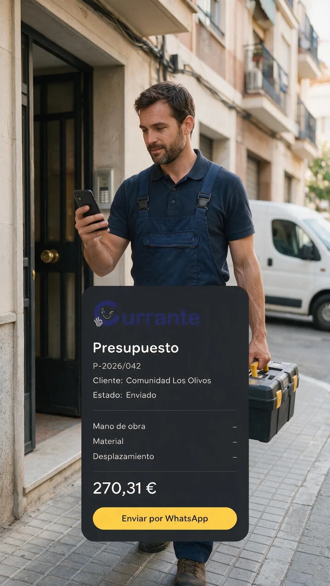 Presupuesto enviado por WhatsApp desde la calle